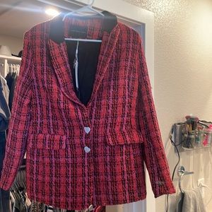 Red with pink stripes blazer